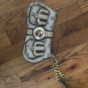 Beige and brown rocawear wristlet